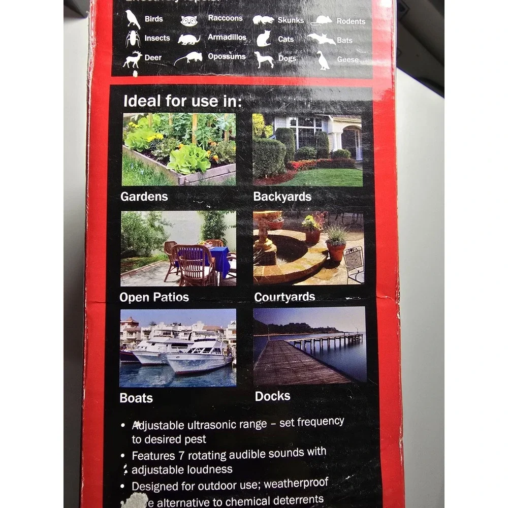 NEW Bird-B-Gone Solar Yard Shield Audible Pest Animal & Bird Repellent 5000sqft